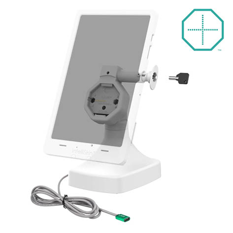 RAM Mounts GDS Uni-Conn Stand-Dockingstation (abschließbar) - Dreh- & Schwenkbar - USB-C - rückseitige Pogo-Pads - hellgrau