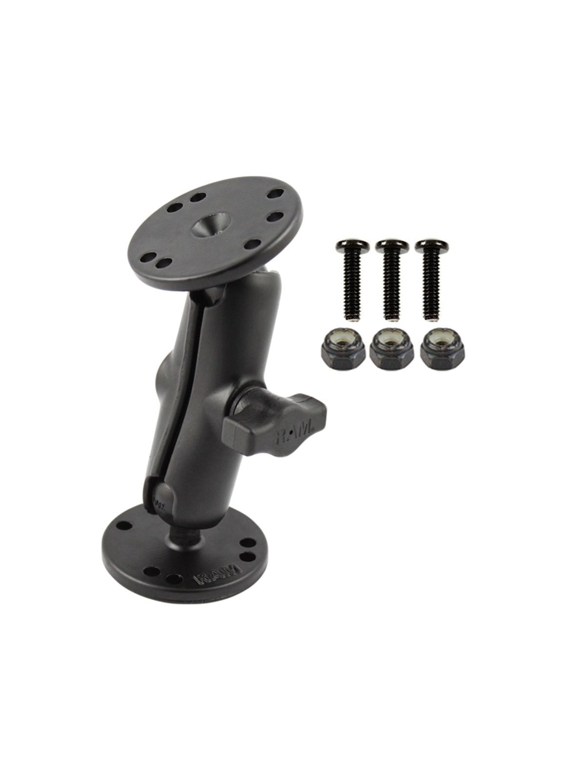 RAM Mounts Marine-Set Garmin Echo 100/150 - B-Kugel (1 Zoll), 2x runde Basisplatten (AMPS), mittlerer Verbindungsarm, Schrauben-Set