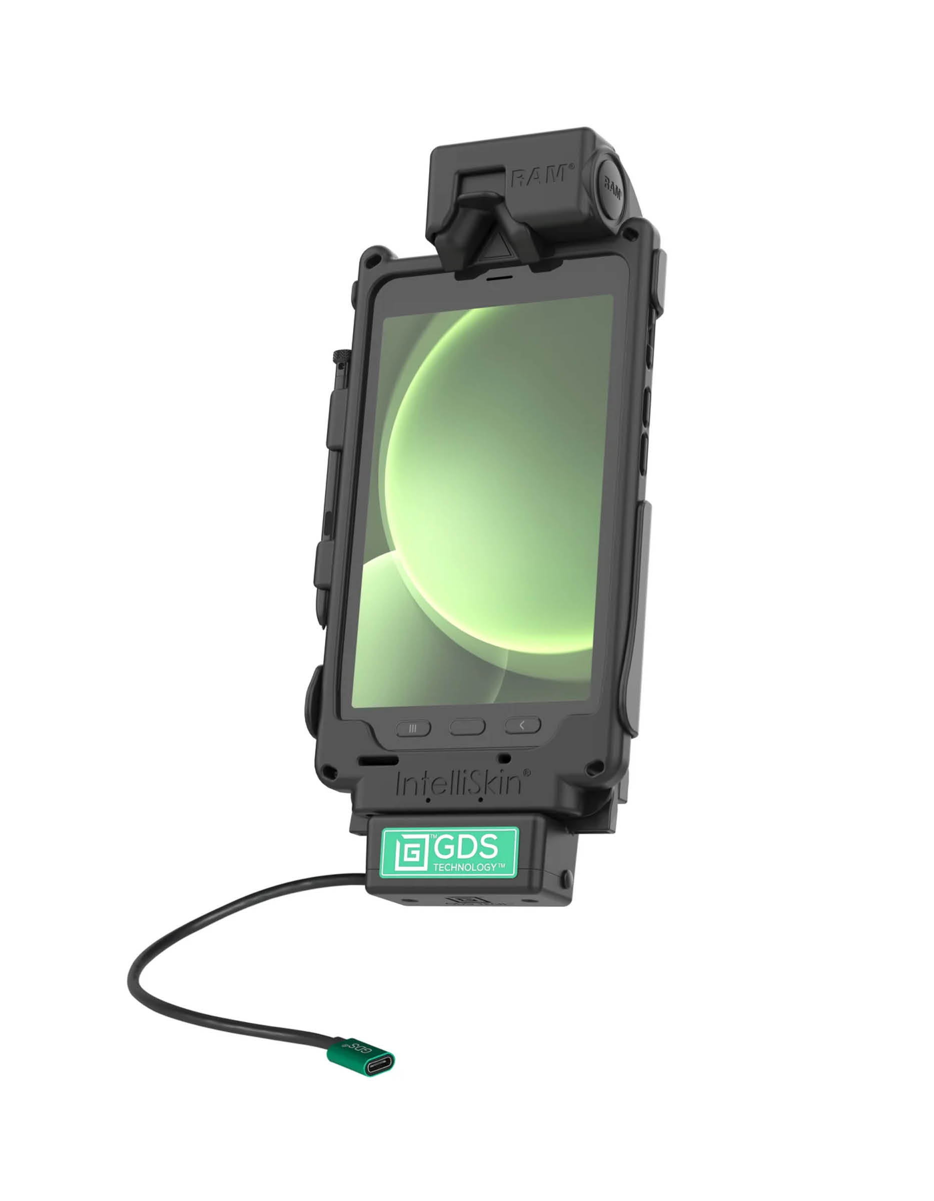 RAM Mounts GDS Tough-Dock Halteschale (Schnappverschluss) für Samsung Tab Active3 & Active5 - in IntelliSkin Next Gen Schutzhülle - USB-C-Anschluss