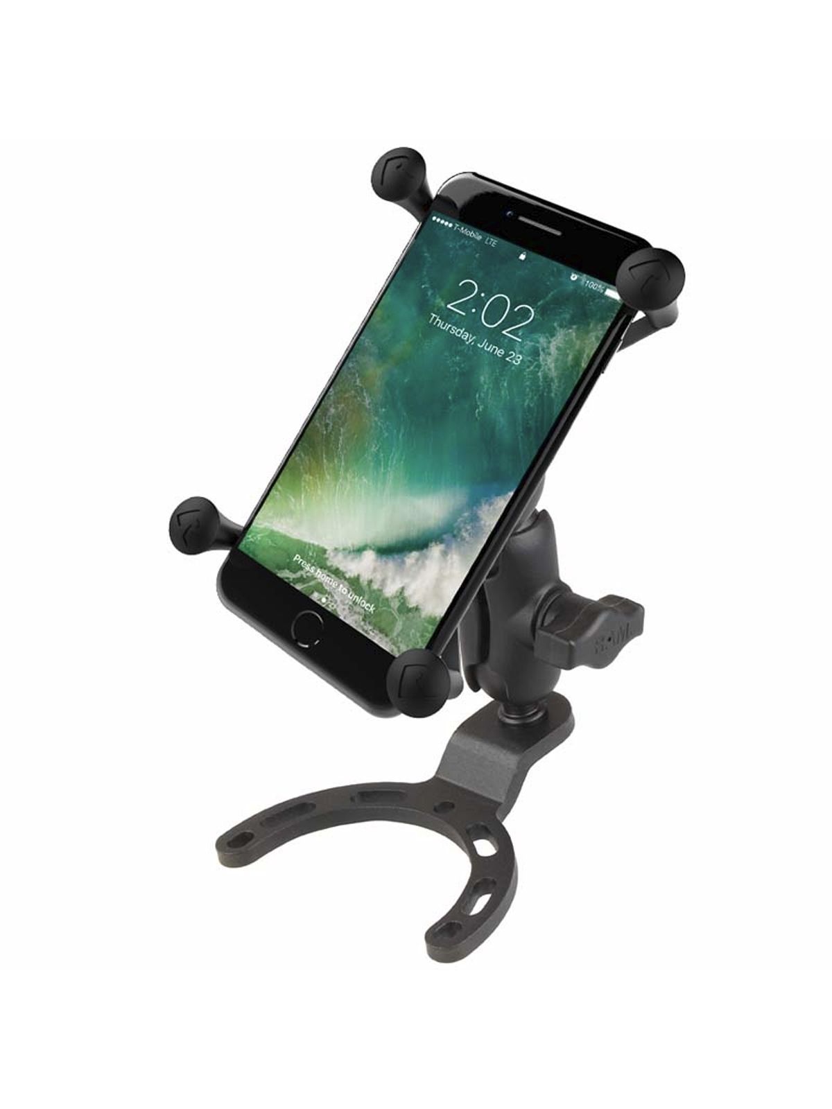 RAM Mounts X-Grip Motorrad-Halterung für Smartphones bis 114,3 mm Breite - B-Kugel (1 Zoll), Tank-Basis (Honda, Suzuki, Yamaha), kurzer Verbindungsarm