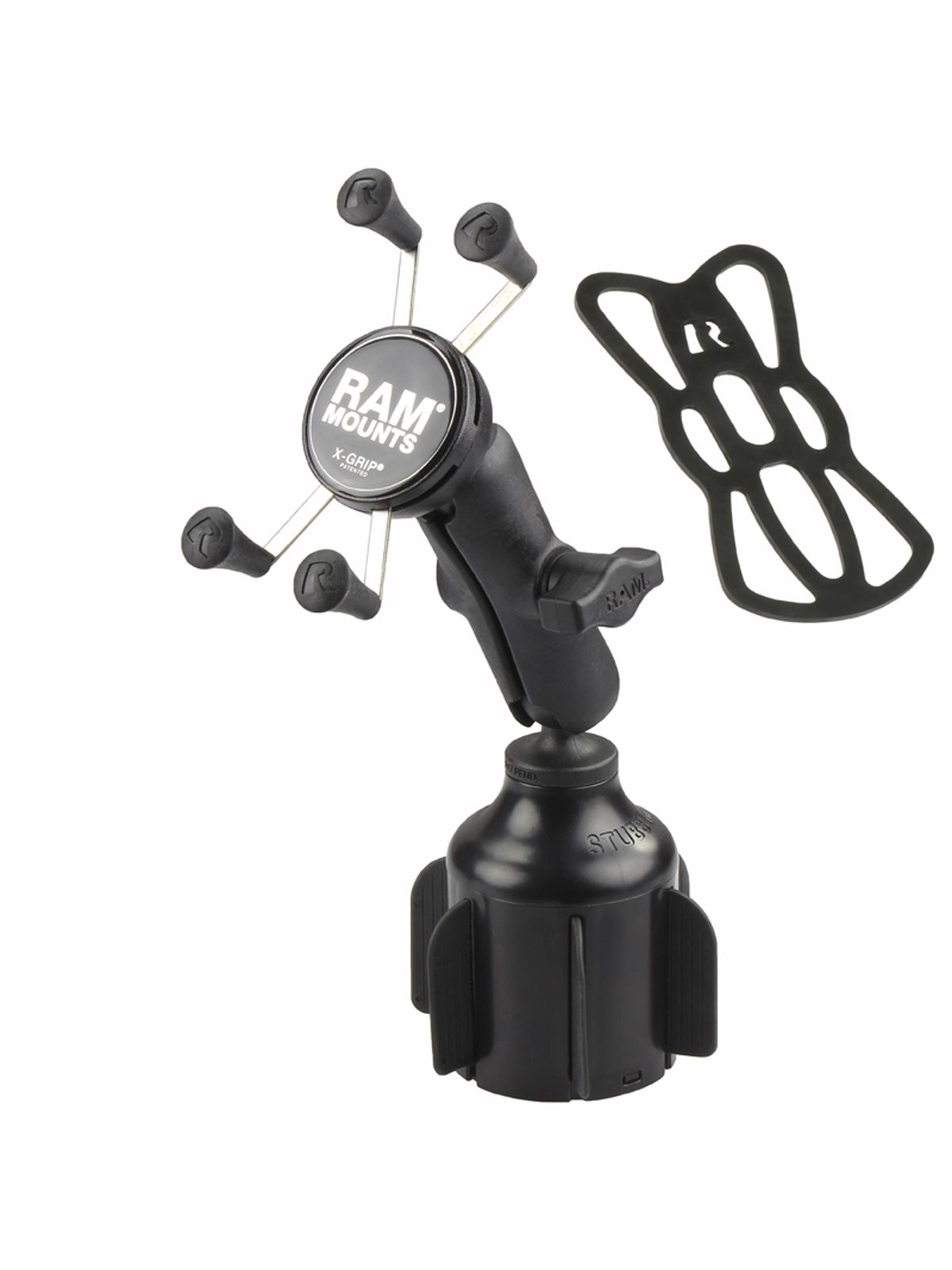 RAM Mounts X-Grip Fahrzeug-Halterung für Smartphones (Verbundstoff) - Bis 82,55 mm Breite - Mittlerer Verbindungsarm - Getränkehalter Basis (Durchmesser 65,27 mm bis 88,9 mm) - B-Kugel (1 Zoll)