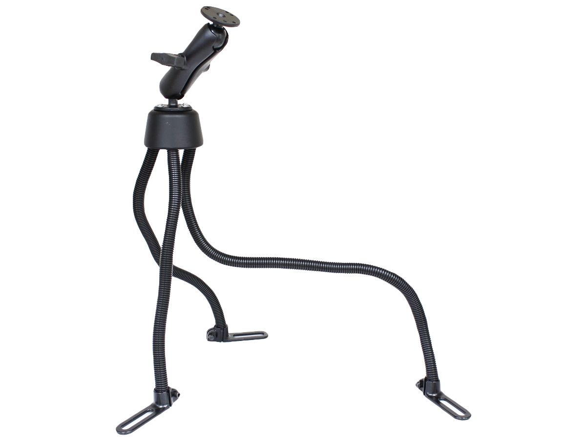 RAM Mounts Pod III Fahrzeug Sitzschienen-Befestigung mit AMPS-Anbindung - flexible Stäbe (ca. 450 / 500 / 750 mm Länge), 2x runde Basisplatte, mittlerer Verbindungsarm, C-Kugel (1,5 Zoll)