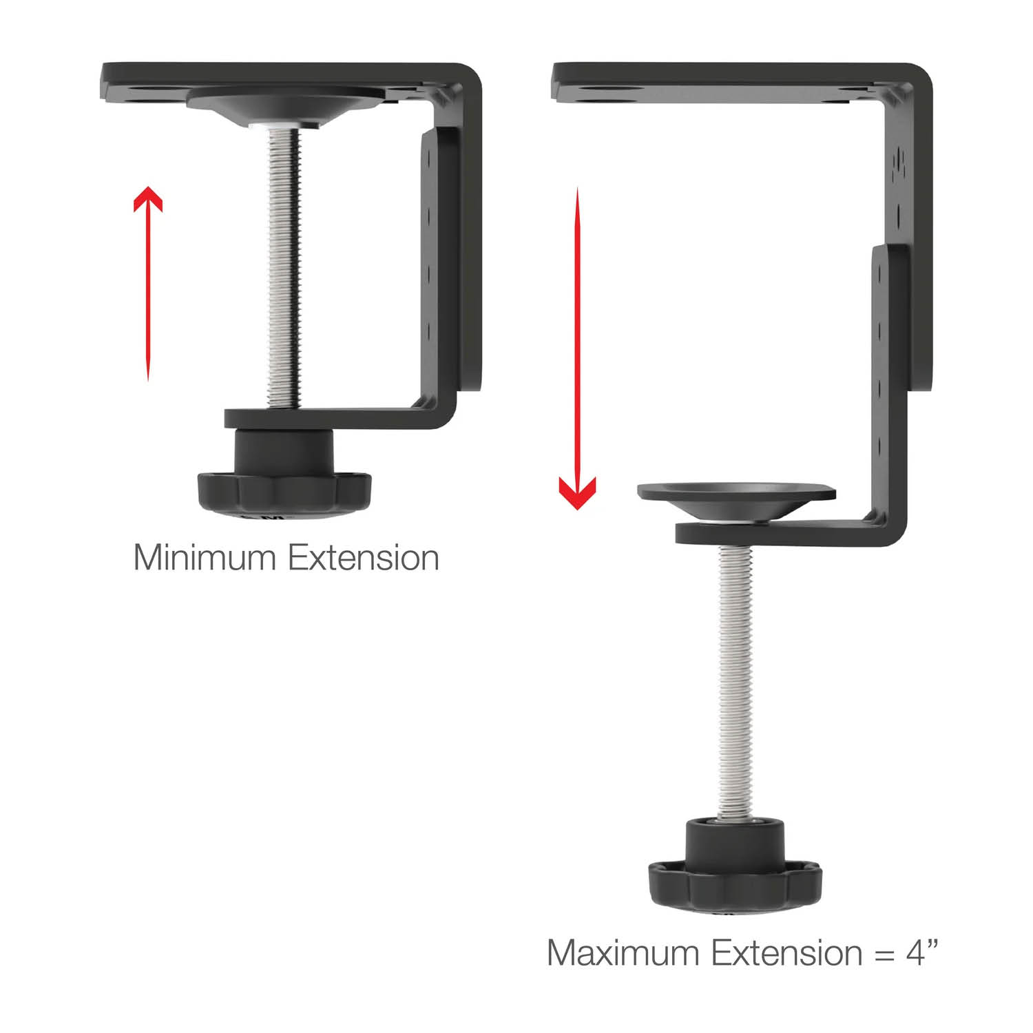 RAM Mounts Schraub-Klemme mit runder C-Kugel (1,5 Zoll) Basisplatte - Klemmbereich 0-101,6 mm, 4-Loch AMPS