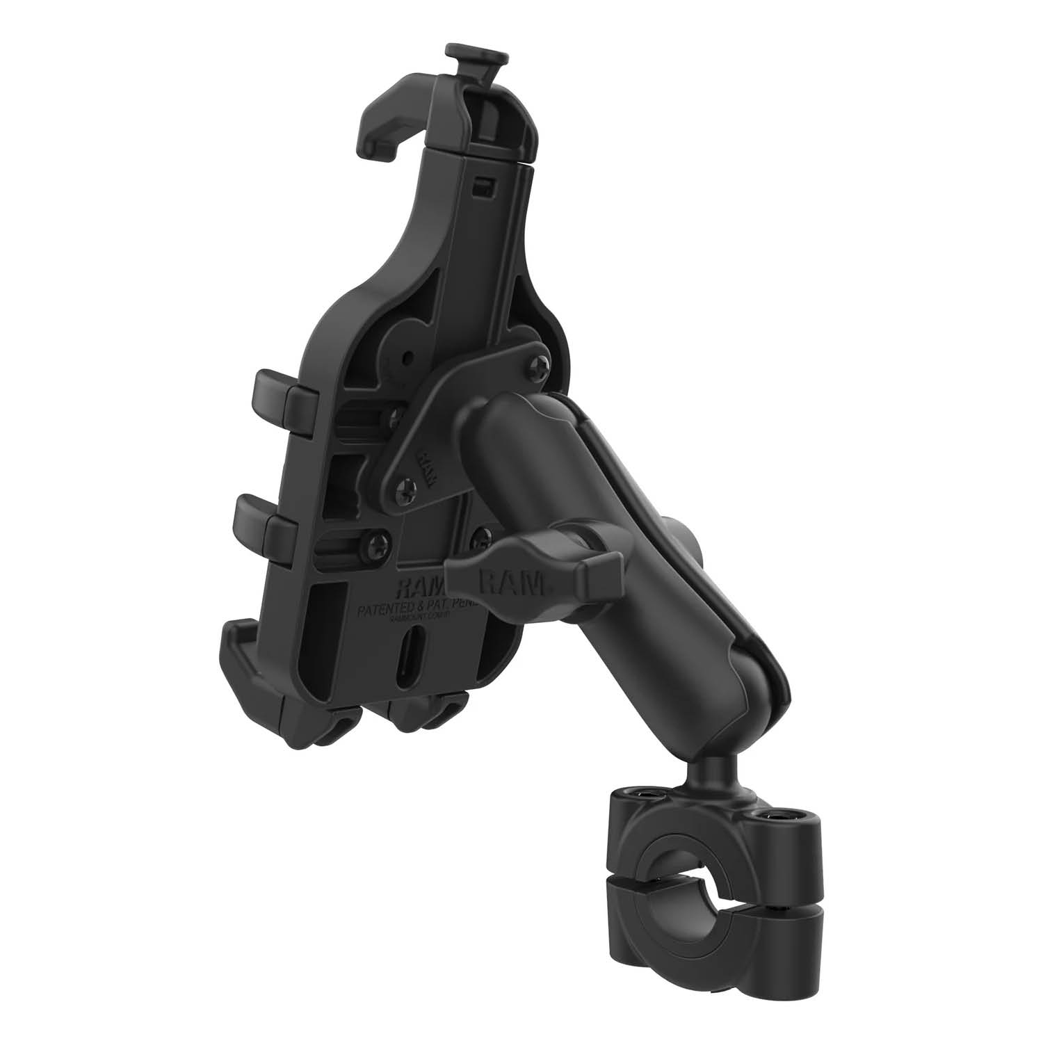 RAM Mounts Torque Quick-Grip Pro Universal-Halterung - B-Kugel (1 Zoll), Torque-Basis (19-25 mm Durchmesser), mittlerer Verbindungsarm