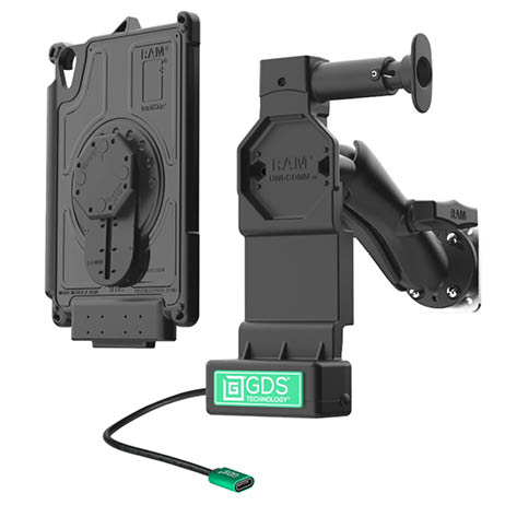 RAM Mounts GDS Uni-Conn Fahrzeug-Kit für Apple iPad mini (A17 Pro) / mini 6 - Stahl-Verstärkungsplatte (53,34 x 66,04 mm), USB-C-Anschluss
