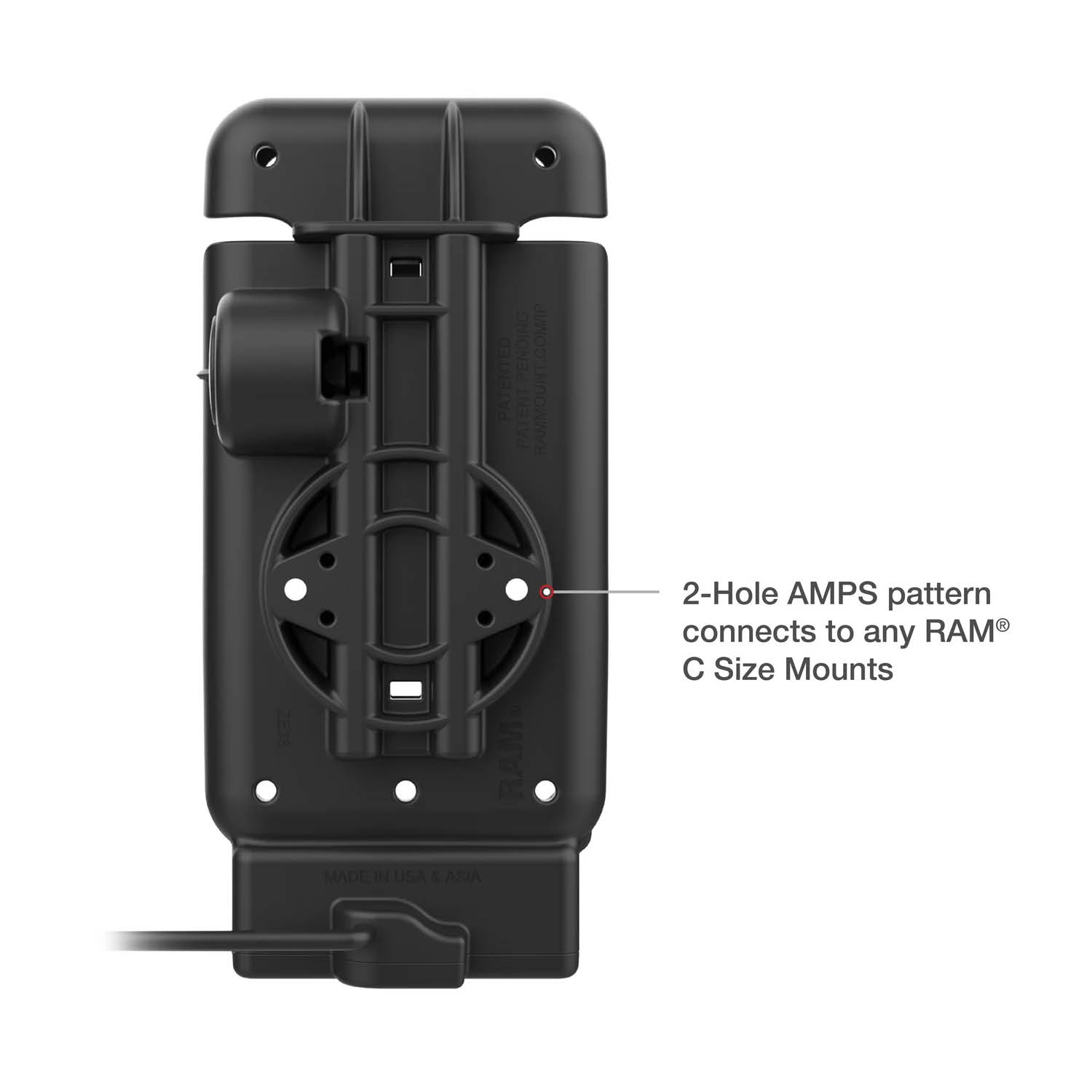 RAM Mounts GDS Powered Vehicle Dock for Honeywell CT37 (in IntelliSkin Protective Sleeve) - USB-C Power Supply - 2-Hole AMPS - GDS Technology