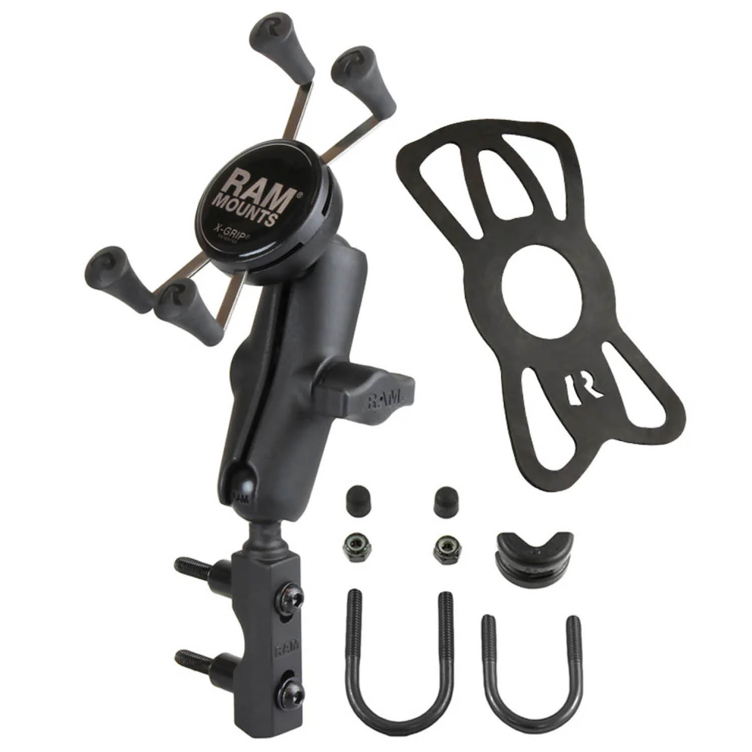 RAM Mounts X-Grip Motorrad-Halterung für Smartphones - Bis 82,55 mm Breite - Mittlerer Verbindungsarm - Basisbefestigung (Lenker/Bremse/Kupplung/Rohre - 12,7 mm - 31,75 mm Durchmesser) - B-Kugel (1 Zoll) - Schrauben-Set