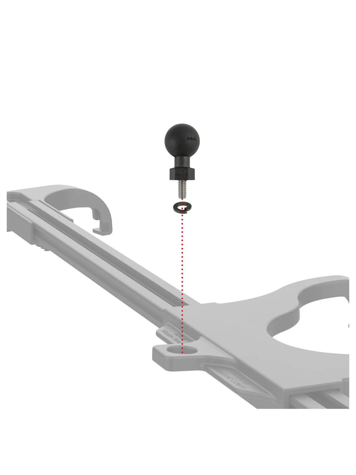 RAM Mounts Tough-Ball mit 1/4-20x0,5 Zoll Gewindestift - B-Kugel (1 Zoll), inkl. Unterlegscheibe
