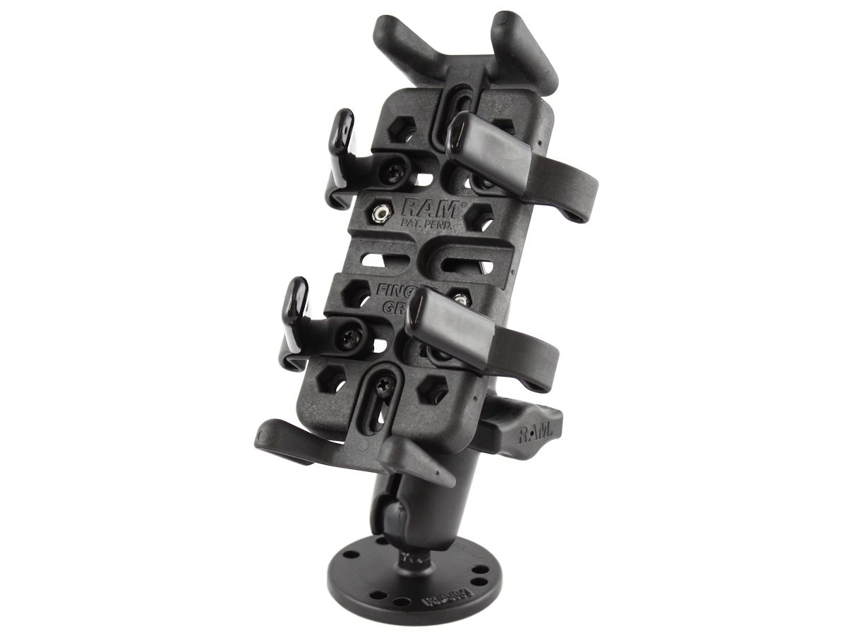 RAM Mounts Finger-Grip Universalhalterung-Set - B-Kugel (1 Zoll) - Runde Basisplatte (AMPS) - Mittlerer Verbindungsarm (ca. 94,74 mm) - Diamond (Trapez) Basisplatte (AMPS 2-Lochmuster)