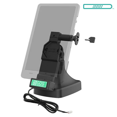 RAM Mounts GDS Uni-Conn Stand-Dockingstation (abschließbar) - Dreh- & Schwenkbar - Strom über PoE - Pogo-Pads unten