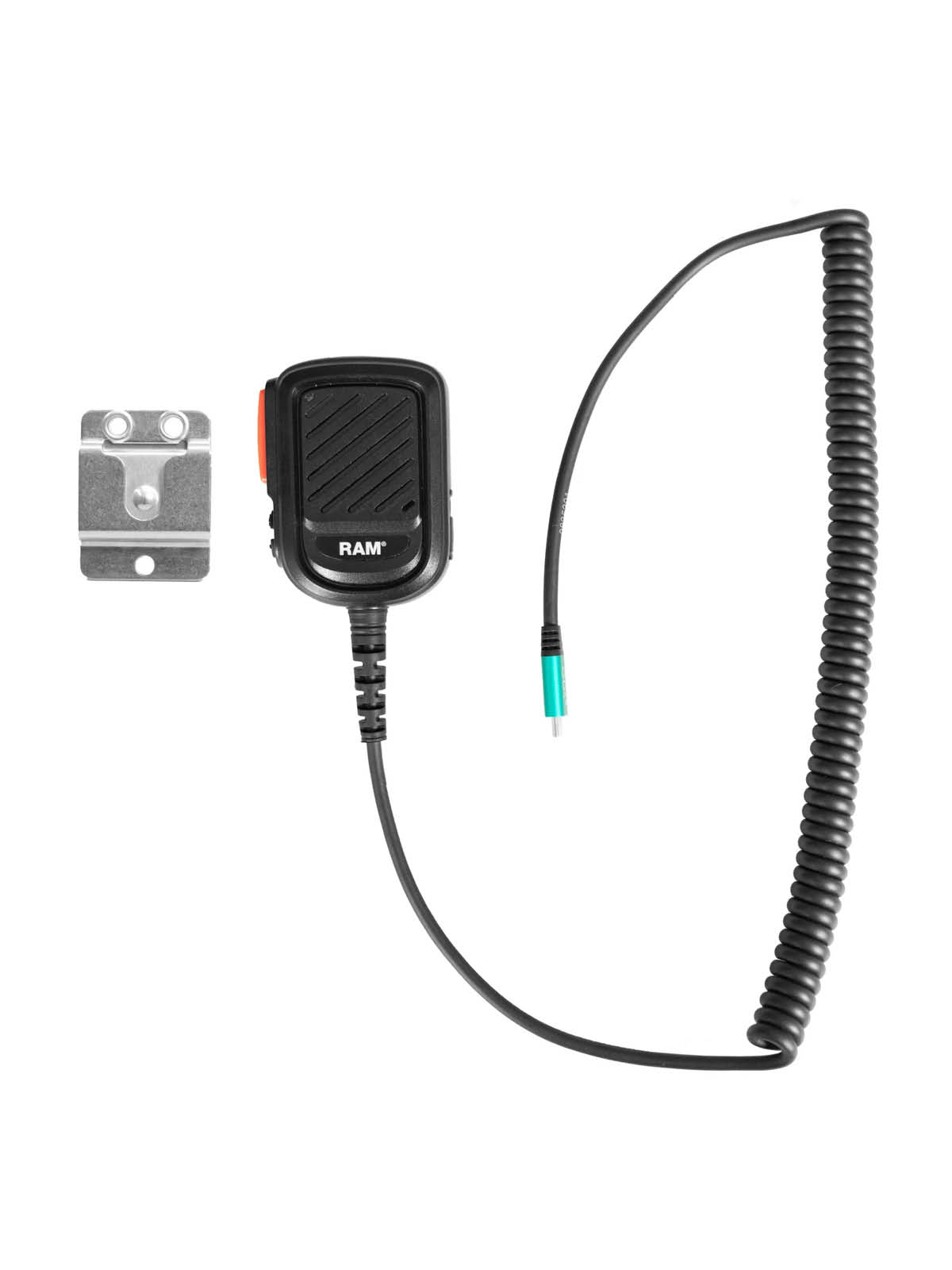 RAM Mounts Handmikrofon mit Lautsprecher für Zello-Systeme - gewendeltes Kabel mit USB-C Stecker