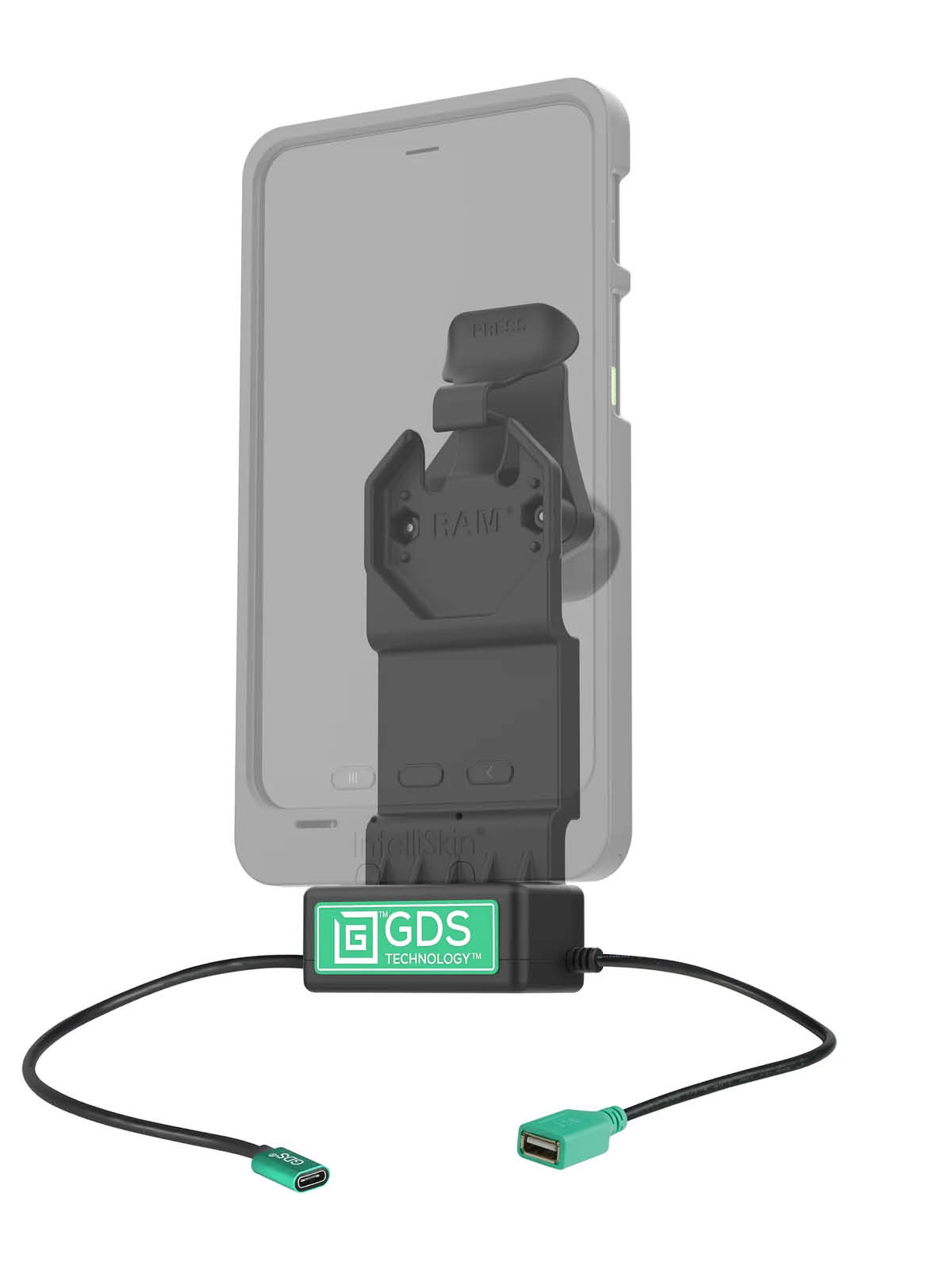 RAM Mounts GDS Uni-Conn Ladestation - 2-Lochmuster AMPS - USB-C & USB-A-Anschluss - Schrauben-Set