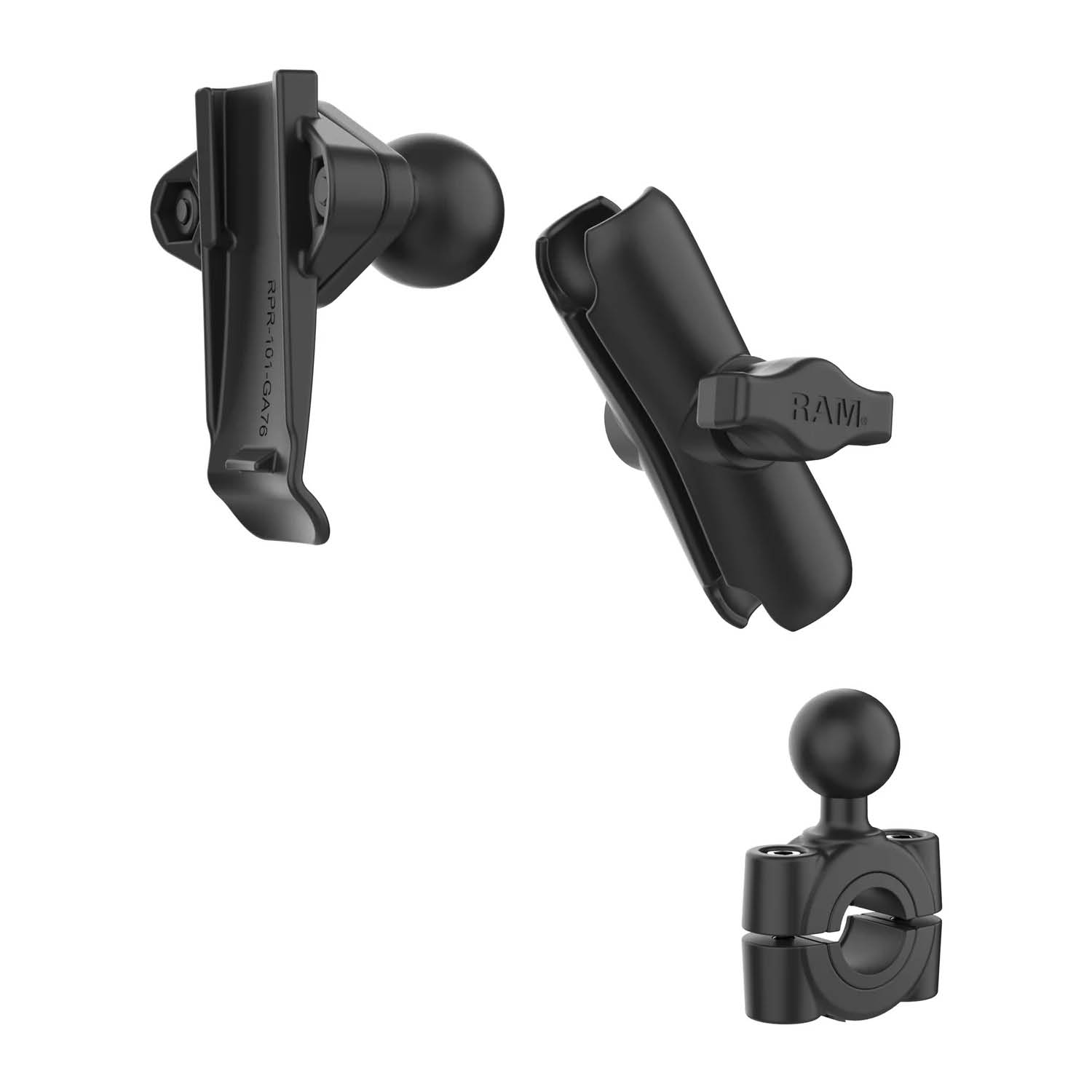 RAM Mounts Torque Garmin-Halterung - B-Kugel (1 Zoll), Torque-Basis (19-25 mm Durchmesser), mittlerer Verbindungsarm
