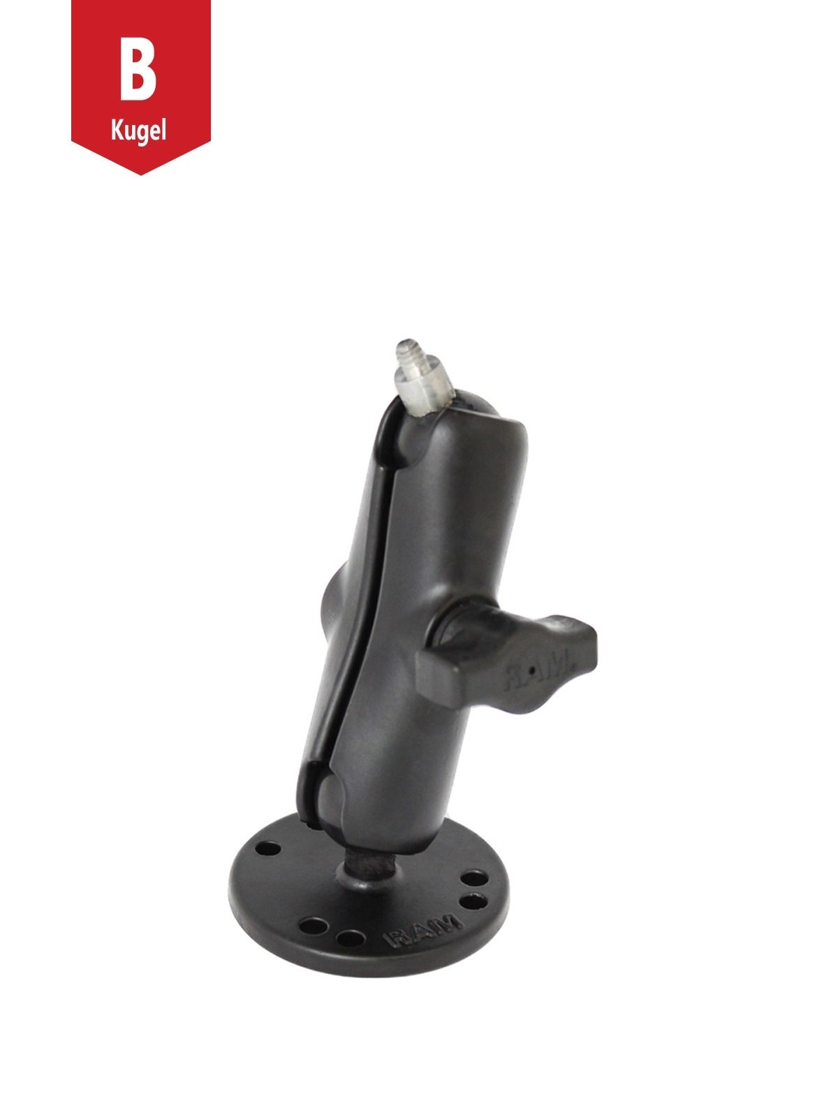 RAM Mounts Aufbau-Set für Kameras - B-Kugel (1 Zoll), runde Basisplatte (AMPS), mittlerer Verbindungsarm, Kugel mit 1/4"-20 Gewinde