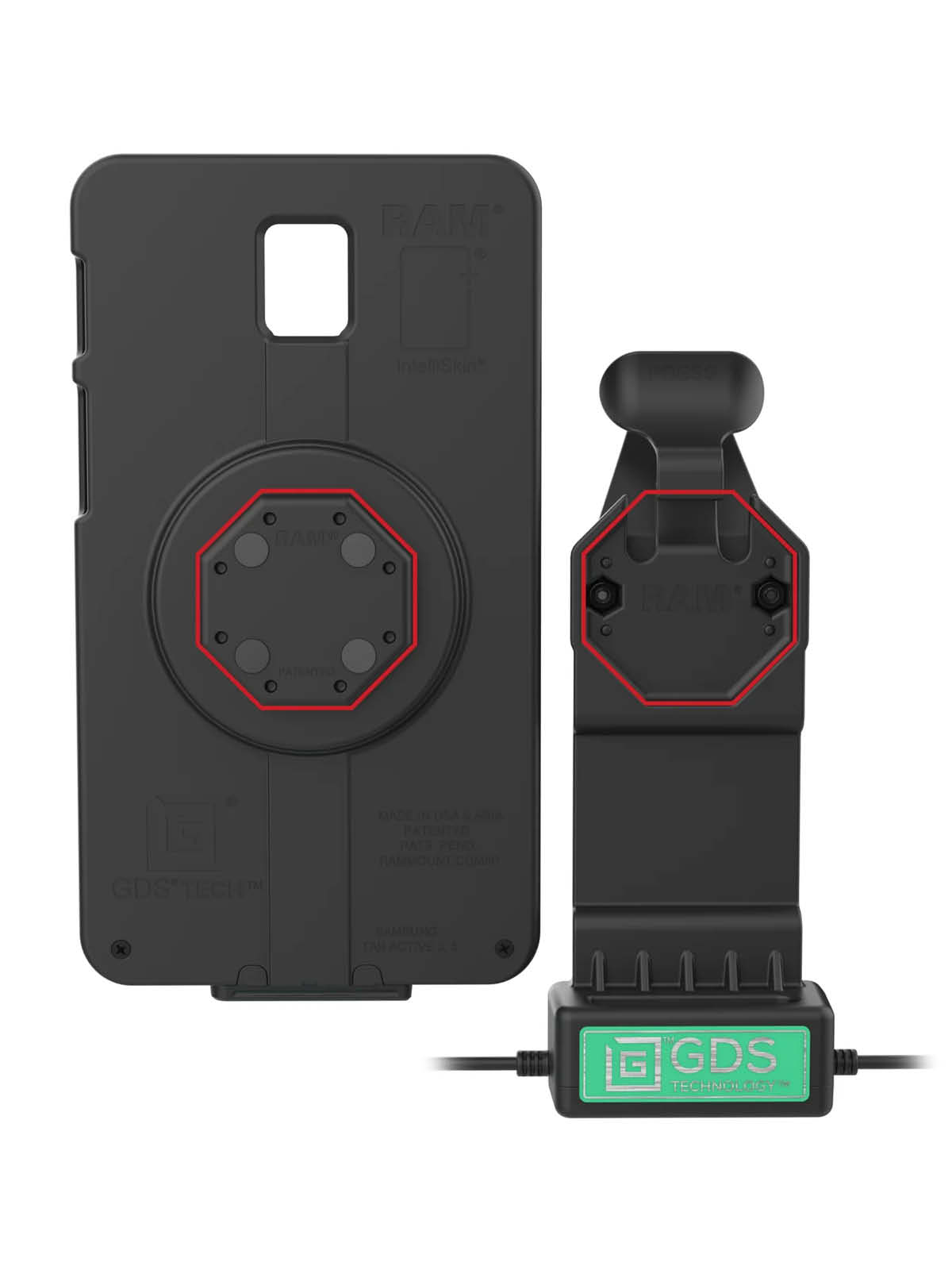 RAM Mounts GDS Uni-Conn Ladestation - 2-Lochmuster AMPS - USB-C & USB-C-Anschluss - Schrauben-Set