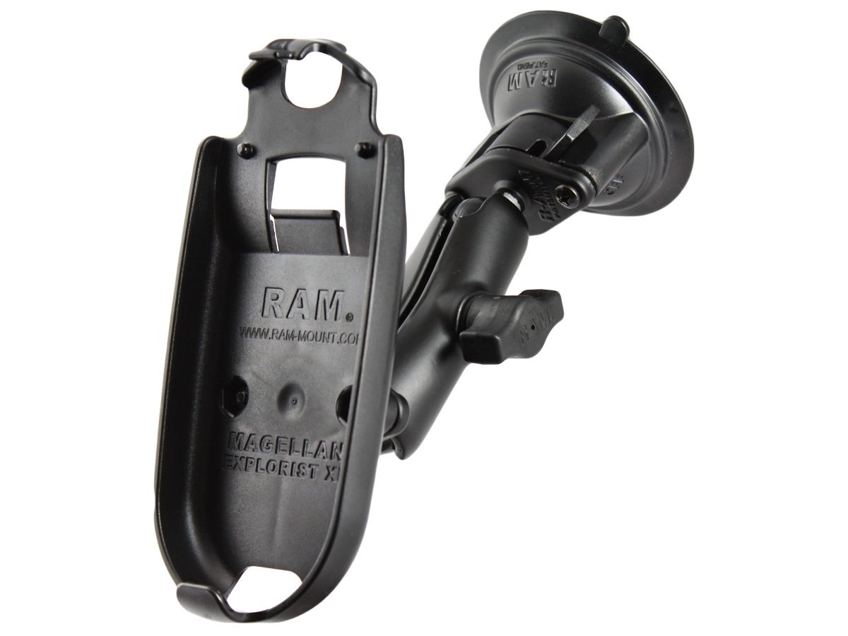 RAM Mounts Saugfuss-Halterung Magellan XL - mittlerer Verbindungsarm, 2x Diamond-Basisplatte (Trapez), Halteschale, B-Kugel (1 Zoll), im Polybeutel