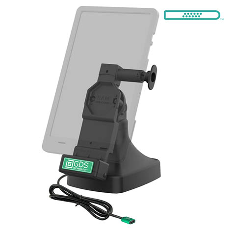 RAM Mounts GDS Uni-Conn Stand-Dockingstation - Dreh- & Schwenkbar - USB-C-Anschluss - Pogo-Pads unten