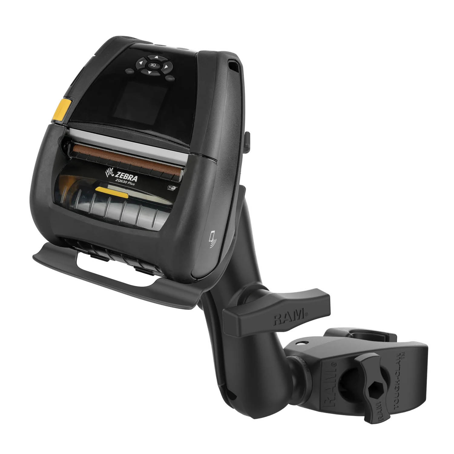 RAM Mounts Klemmhalterung für Zebra ZQ630 Drucker - C-Kugel (1,5 Zoll), Medium Tough-Claw™ (25,4-40,6 mm Durchmesser)
