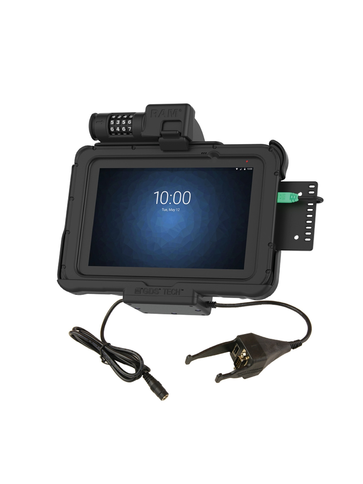 RAM Mounts Form-Fit Halteschale (Zahlenschloss) für Zebra ET5x 8.3“ & 8.4“ Serie - In Rugged Boot - 5.5mm DC & USB-A/DB-Sub-Anschluss