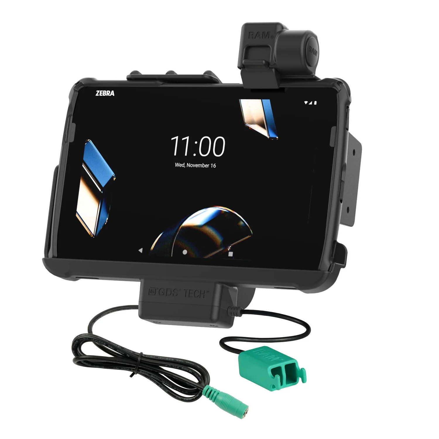 RAM Mounts Form-Fit Halteschale (Schnappverschluss) für Zebra ET401, ET40 & ET45 (10 Zoll) Tablets - In RAM Skin/Rugged Boot - 5.5mm DC & Dual USB-A-Anschluss