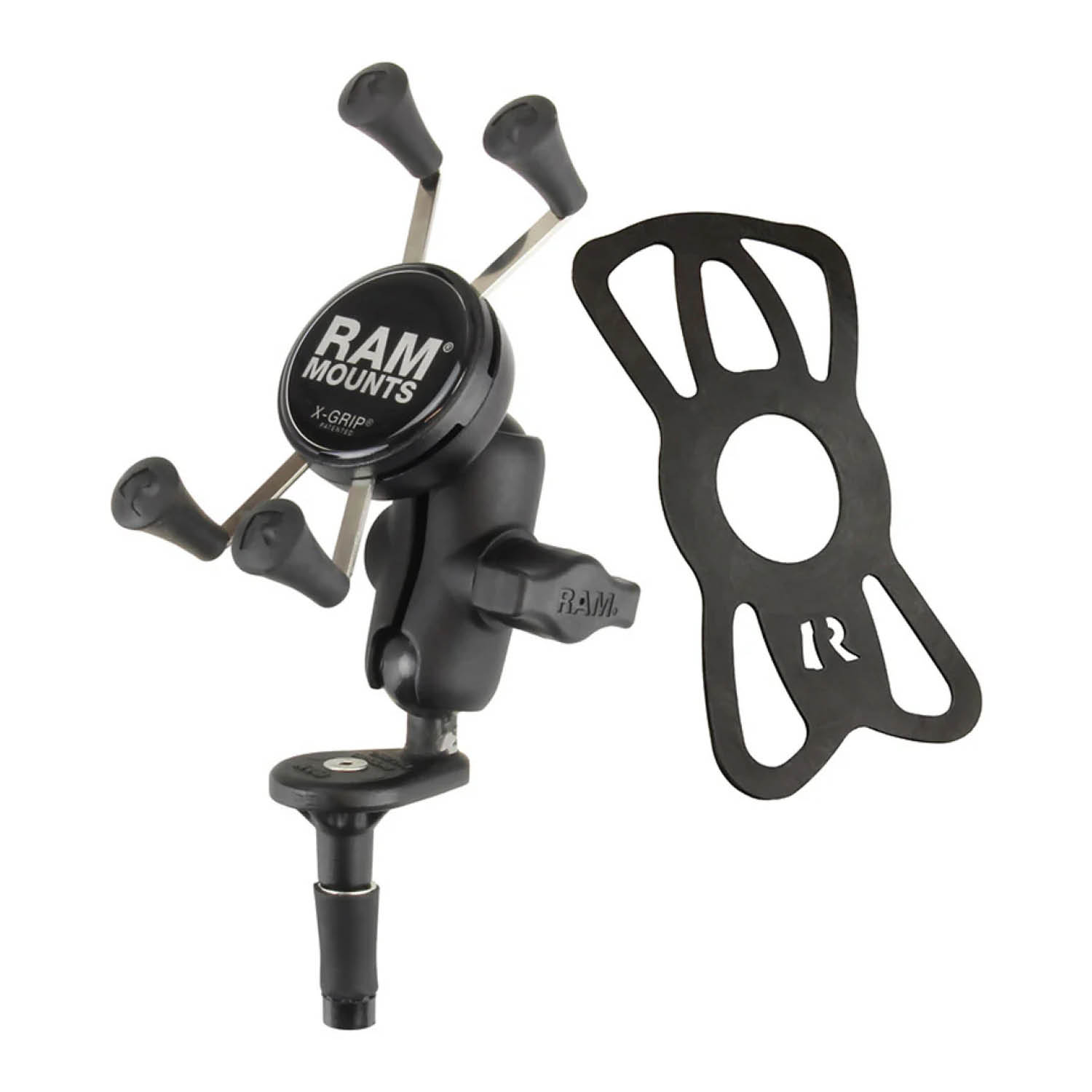 RAM Mounts X-Grip Motorrad-Halterung für Smartphones - Bis 82,55 mm Breite - Kurzer Verbindungsarm - Lenkerkopf-Adapter (Durchmesser 12 mm bis 38 mm) - B-Kugel (1 Zoll) - Schrauben-Set
