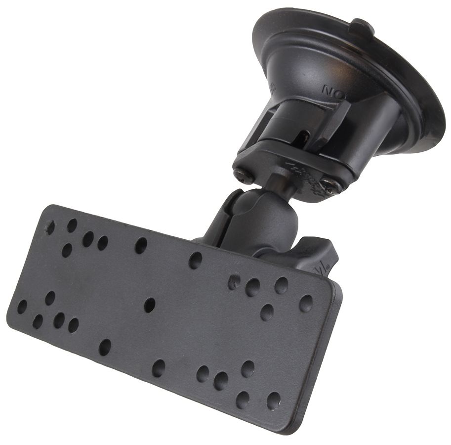 RAM Mounts Saugfuss-Set mit Adapterplatte (diverse Lochraster) - kurzer Verbindungsarm, Diamond-Basisplatte (Trapez), Adapterplatte, B-Kugel (1 Zoll),