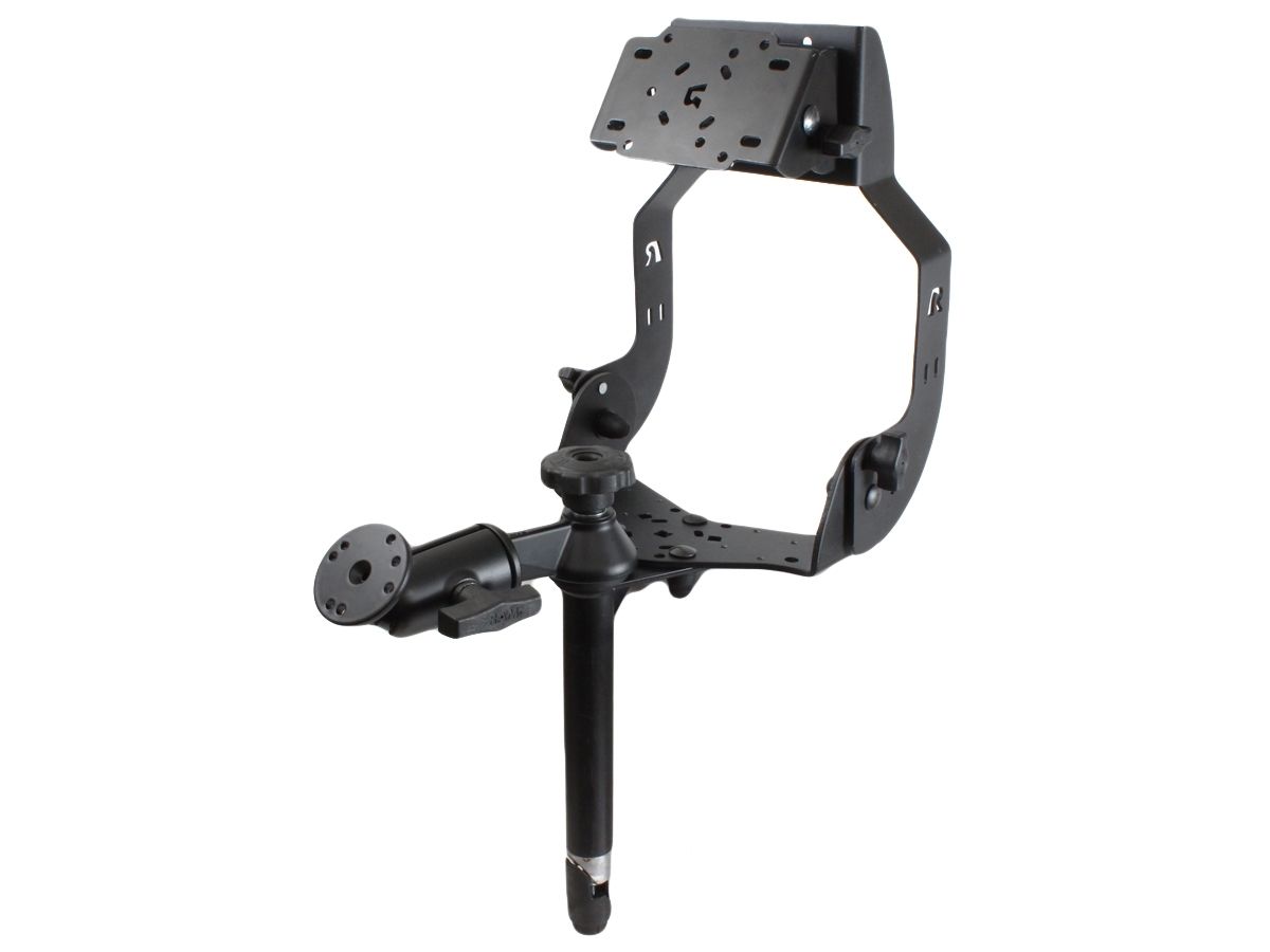 RAM Mounts Display-Halterung, schwenkbar - Tele-Post (203,2 mm lang), mit zusätzlicher Anbindung (runde Basisplatte), D-Kugel (2,25 Zoll)