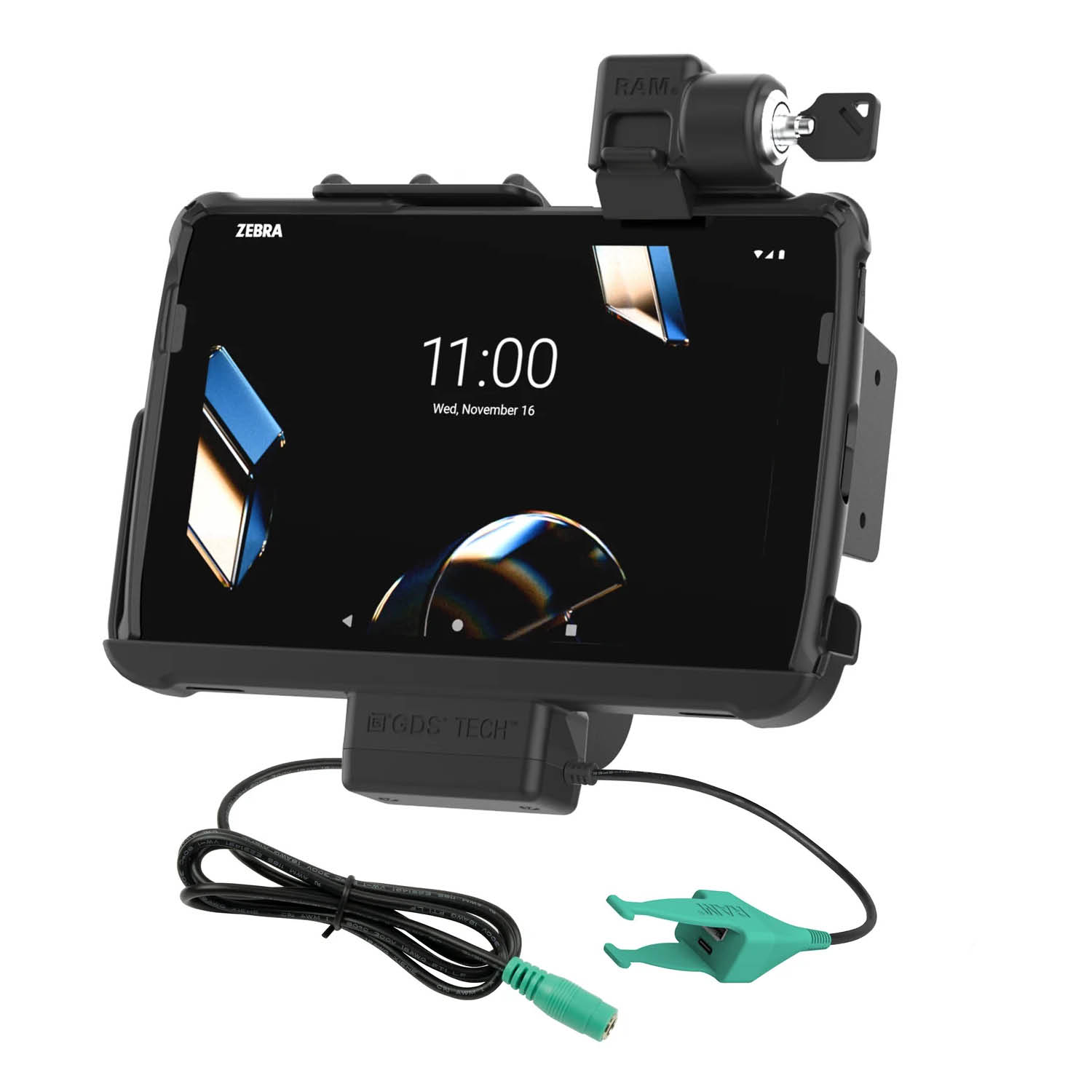 RAM Mounts Form-Fit Holder (Key-Locking) for Zebra ET401, ET40 & ET45 (10“) Tablets - In RAM Skin/Rugged Boot - 5.5mm DC & USB-A/USB-C Connector