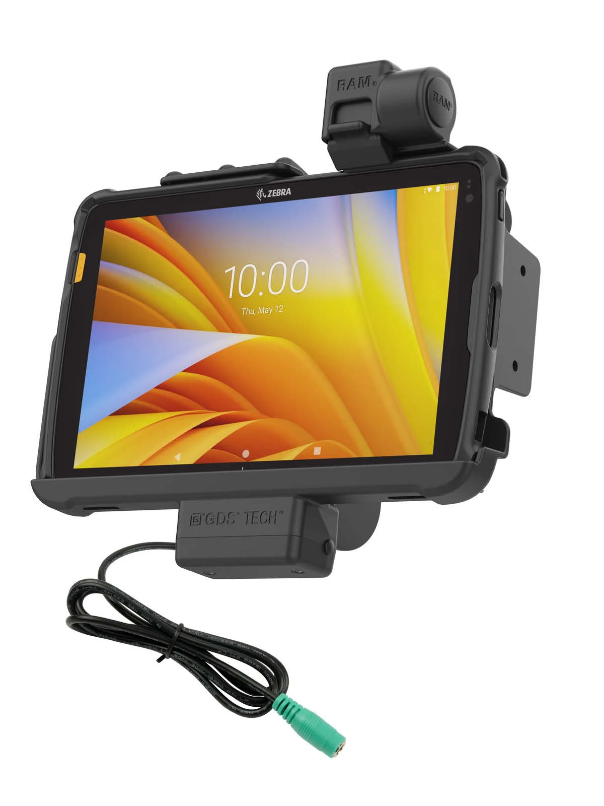 RAM Mounts Form-Fit Halteschale (Schnappverschluss) für Zebra ET40 & ET45 (10“) Tablets - In Rugged Boot - 5.5mm DC-Anschluss